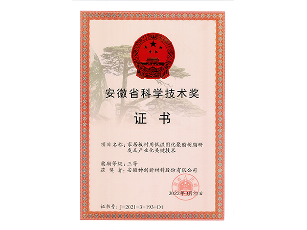 安徽省科学技术进步奖三等奖